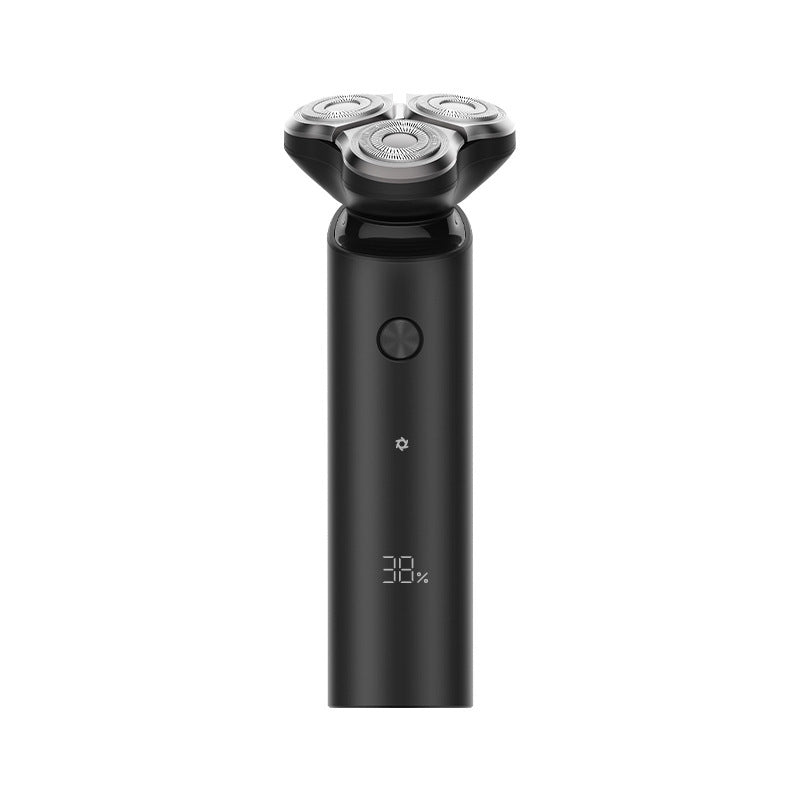 Black rechargeable 3-head rotary electric body shaver for men by Torvato