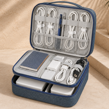 Travel tech and cable organizer - Double layer travel pouch - Torvato Relay