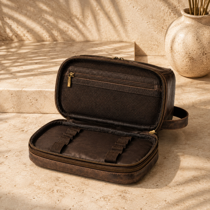 Men's leather toiletry bag - travel toiletry bag - mens travel toiletry bag - torvato meridian