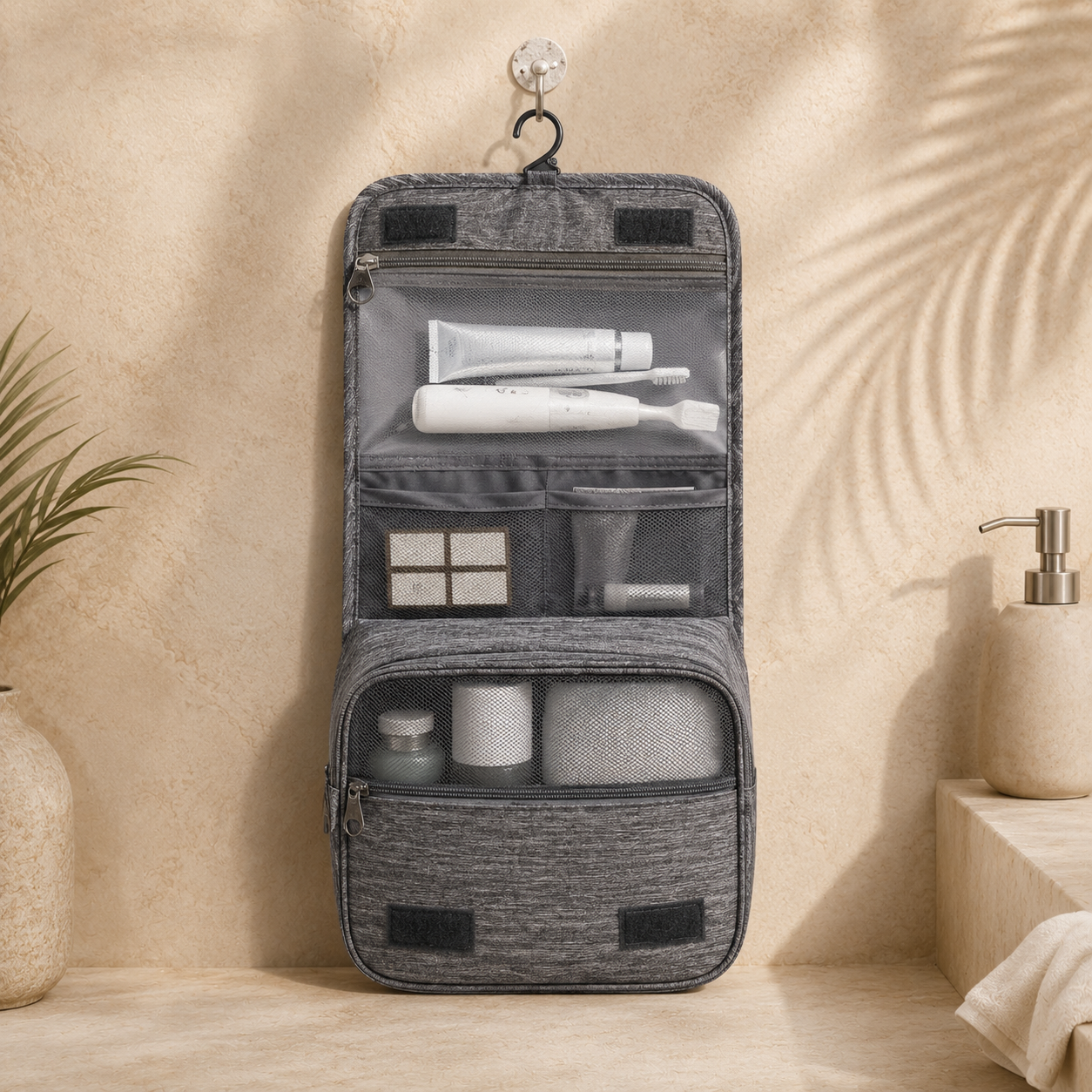 Torvato Haven Hanging Toiletry Bag – Large-Capacity Travel Organizer with Wet/Dry Separation
