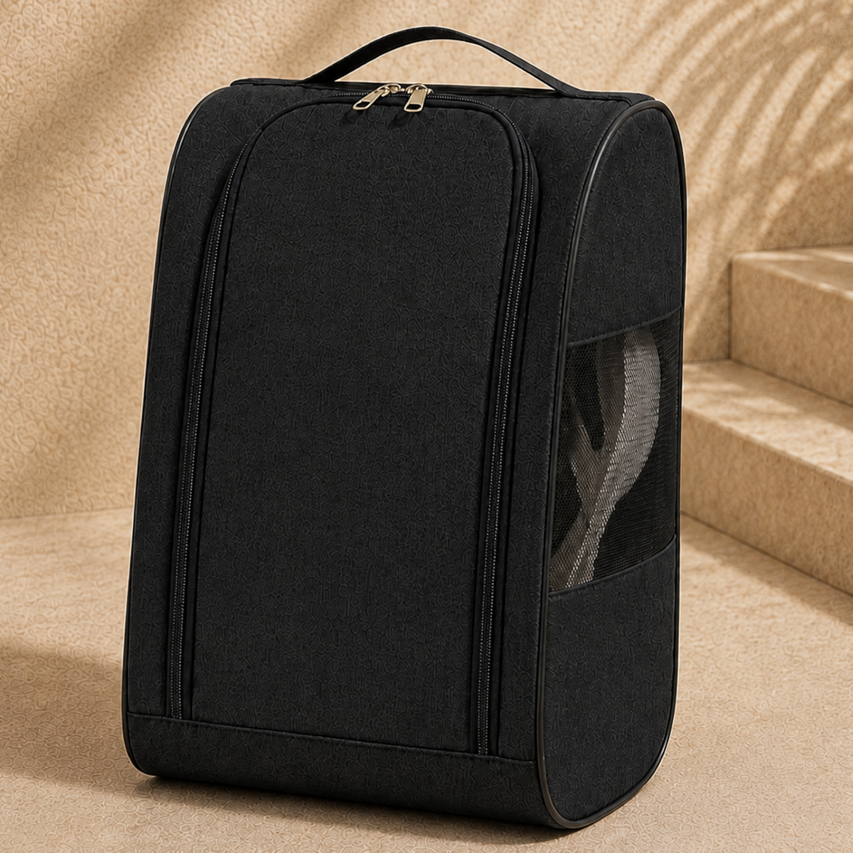 Black Torvato breathable travel shoe bag