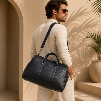 Torvato Vintage Men’s Weekender Leather Duffel Bag alternate product view