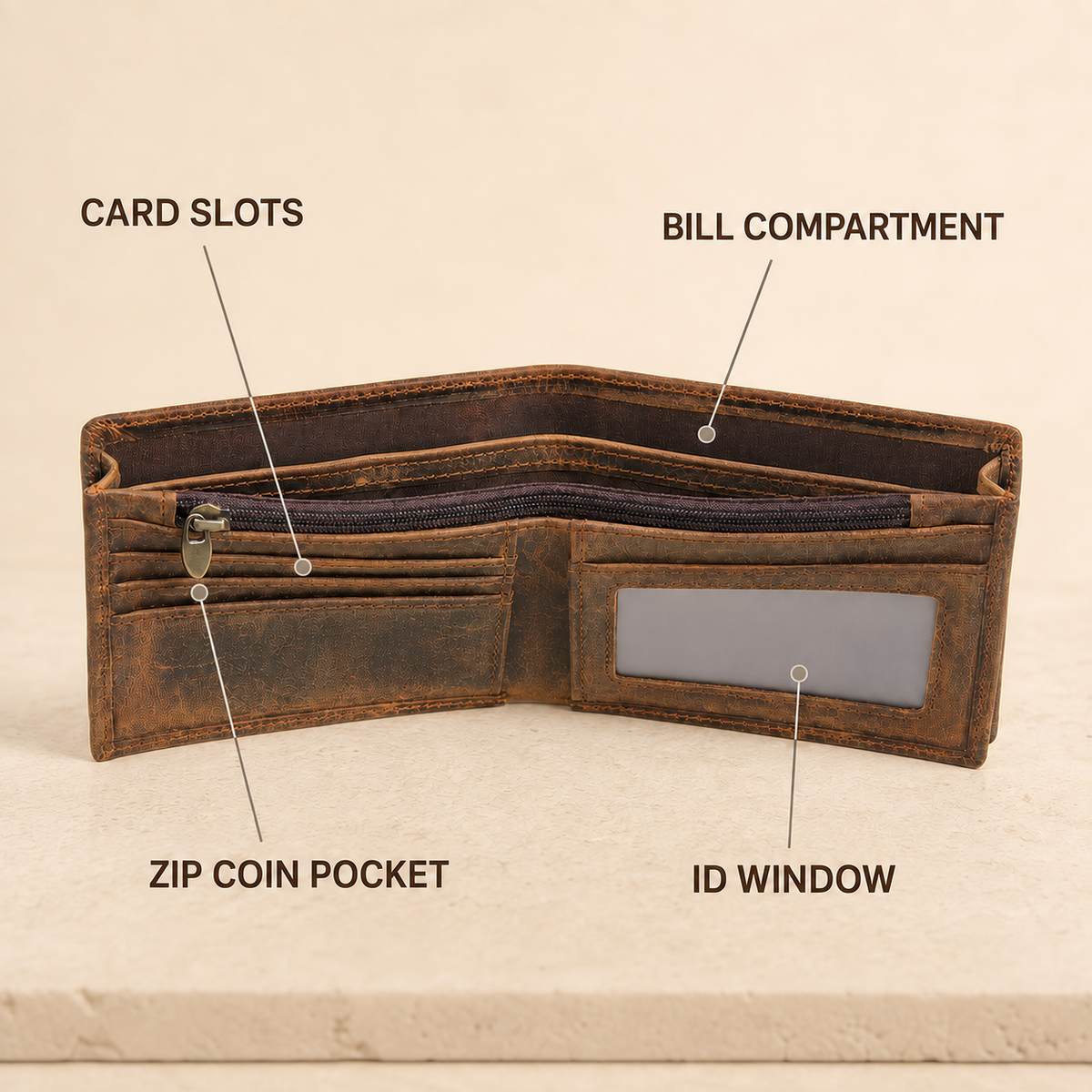 Torvato Wayfarer — Leather Bifold Wallet