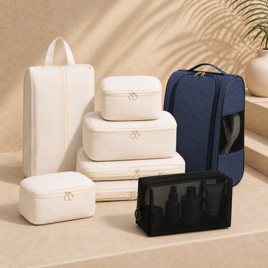 Torvato Carry-On Organization Kit with packing cubes, shoe bag and toiletry organizer