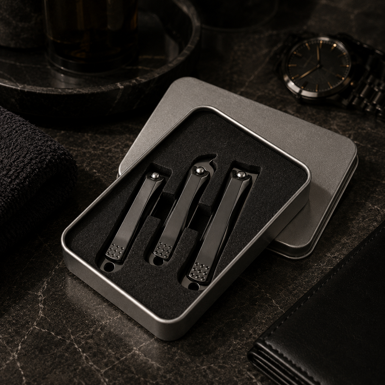 Torvato Obsidian 3-Piece Nail Clipper Set