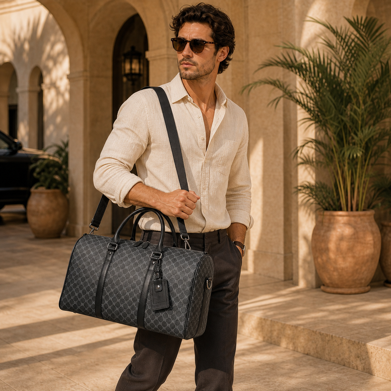Torvato Nomad plaid travel duffel bag