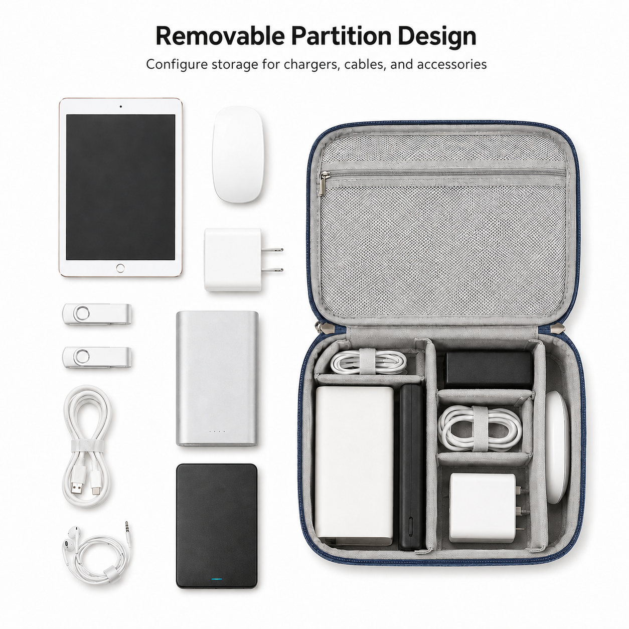 Travel tech and cable organizer - Double layer travel pouch - Torvato Relay