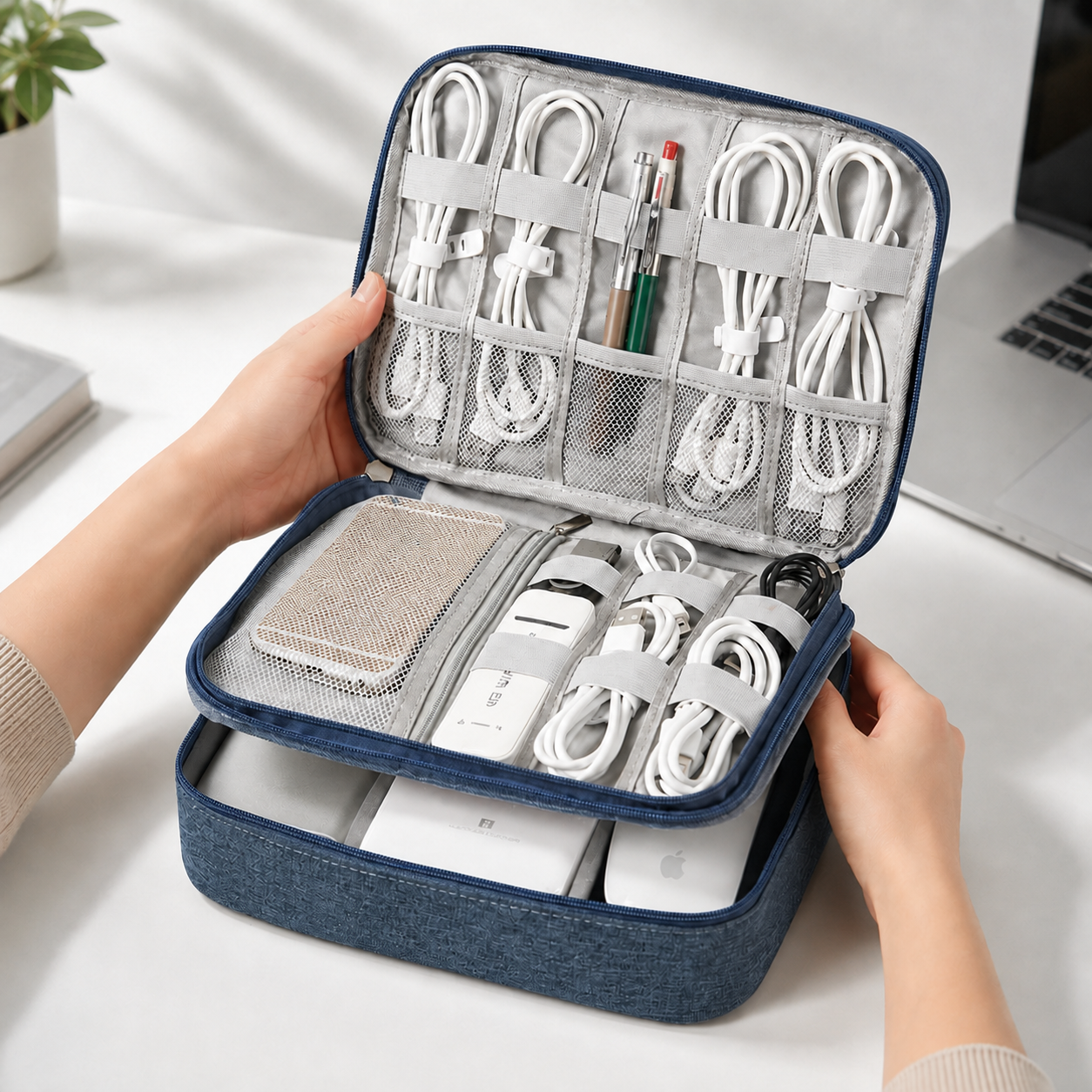 Travel tech and cable organizer - Double layer travel pouch - Torvato Relay