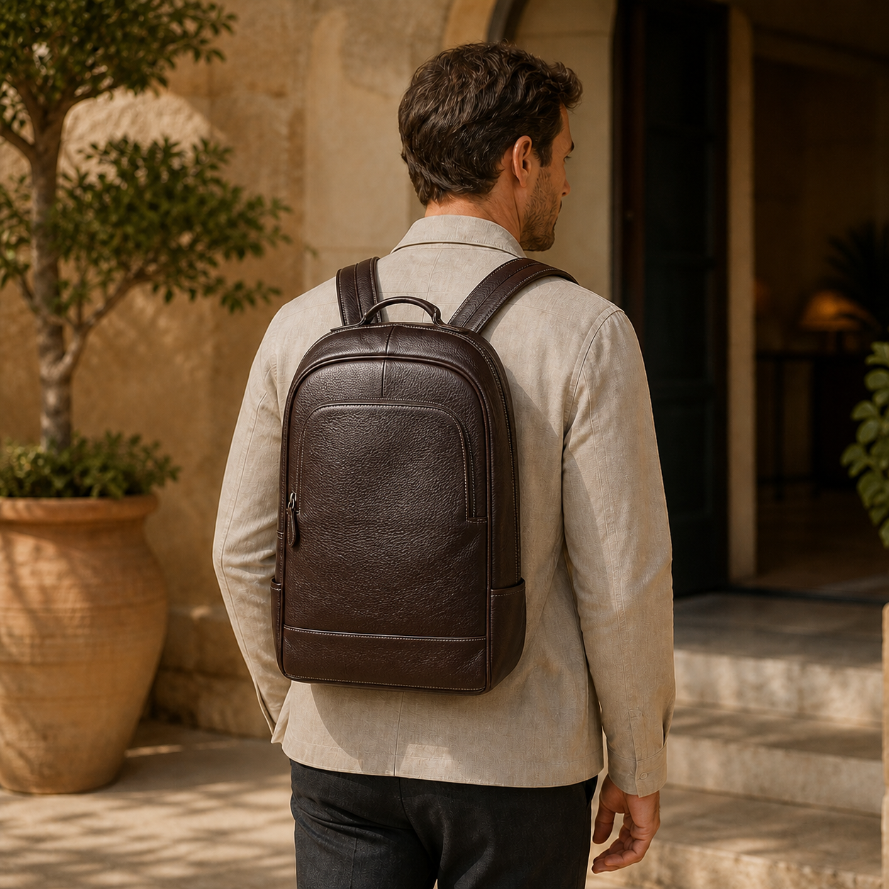 Torvato Diplomat genuine leather travel backpack