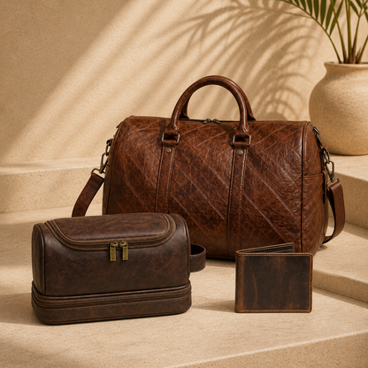 Torvato Heritage Weekend Travel Set with duffel, toiletry bag and wallet