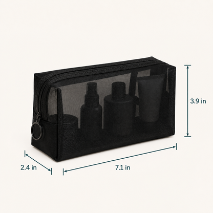 Torvato transparent toiletry bag dimensions 7.1 by 2.4 by 3.9 inches