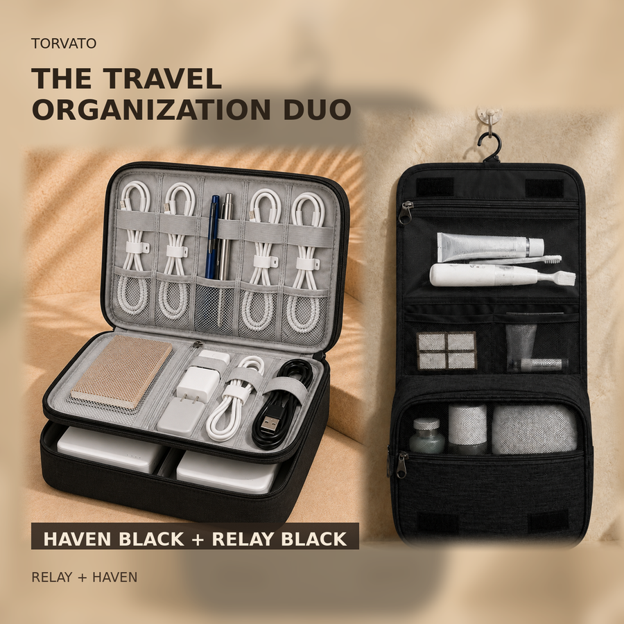 Haven Black and Relay Black Travel Organization Duo