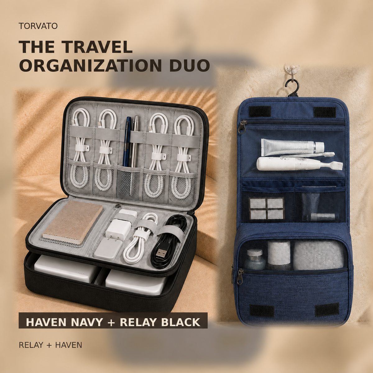 The Travel Organization Duo — Haven Navy, Relay Black