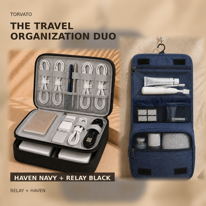 The Travel Organization Duo — Haven Navy, Relay Black