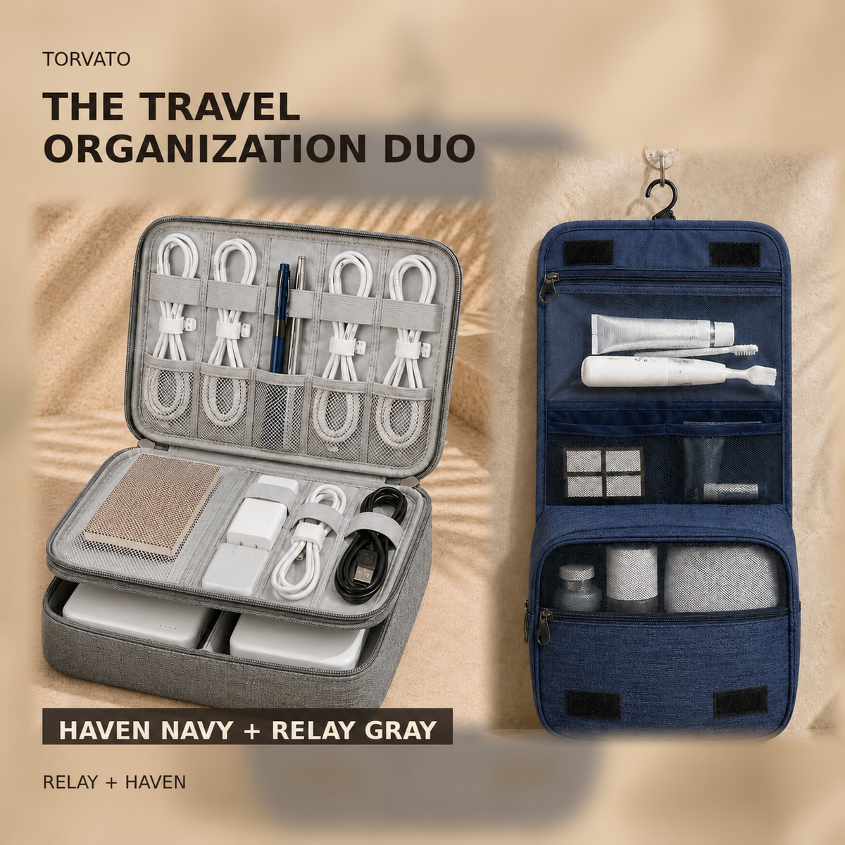 The Travel Organization Duo — Haven Navy, Relay Gray